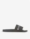 Givenchy Slide Flat Sandals Dark Blue In Black