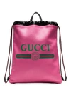 GUCCI PINK LOGO PRINT LEATHER BACKPACK,5166390GCBT12916438