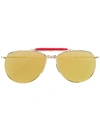 THOM BROWNE MIRRORED AVIATOR SUNGLASSES,TB015LTDGLD62