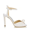 Jimmy Choo Sacora 100 All-over Pearl Sandals In Satin In Neutral