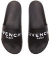 Givenchy Black Flat Slides With Logo In Polyurethane Man In Black