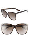 GUCCI 57MM SQUARE SUNGLASSES - HAVANA/ BROWN,GG0022S21257