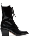 Chloé Rylee Lace-up Leather Mid-calf Boots In Black