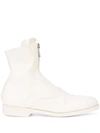 Guidi Front-zipped Fitted Boots In White