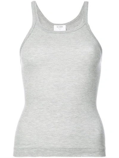 Re/done Ribbed Tank Top In Grey
