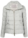 Herno Funnel-neck Quilted Jacket In Grigio Chiaro