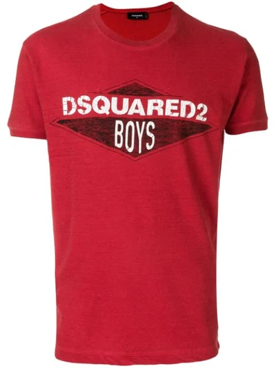Dsquared2 Boys Vintage Print Cotton Jersey T-shirt In Red