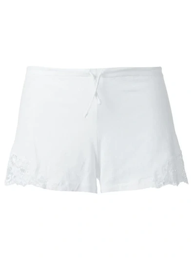 La Perla Souple Lace Trimmed Jersey Sleep Shorts In Weiss
