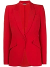 Alexander Mcqueen Peak-lapel Single-breasted Wool-blend Jacket In Red