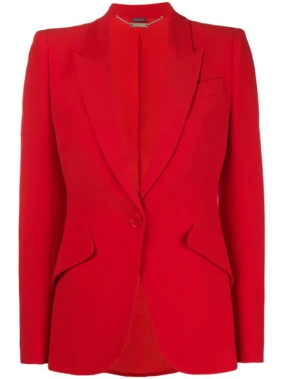 Alexander Mcqueen Peak-lapel Single-breasted Wool-blend Jacket In Lust Red