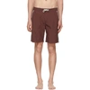 SOLID & STRIPED BURGUNDY PIPED BOARD SHORTS