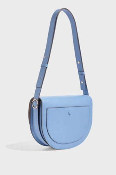 Victoria Beckham Half Moon Box Leather Shoulder Bag In Blue