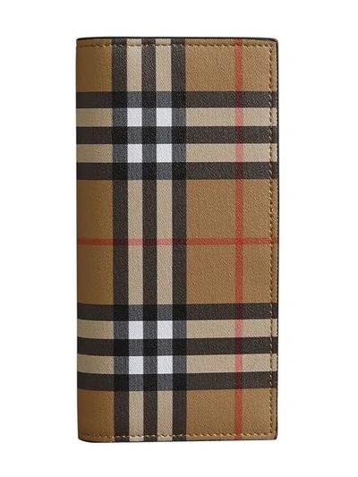 Burberry Cavendish Vintage Check Continental Leather Wallet In Beige,black,red
