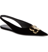 Balenciaga Knife Logo-embellished Velvet Point-toe Flats In Black