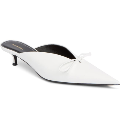 Balenciaga Knife Patent Leather Mules In White