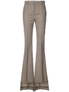 VERA WANG CHECKED ASYMMETRIC FLARED TROUSERS,R218P37T12782945