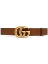 GUCCI GUCCI GG扣环WEB真皮腰带 - 棕色,409416H17WT12964927