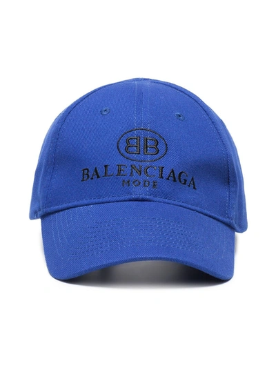 Balenciaga Embroidered Logo Baseball Cap In Blue