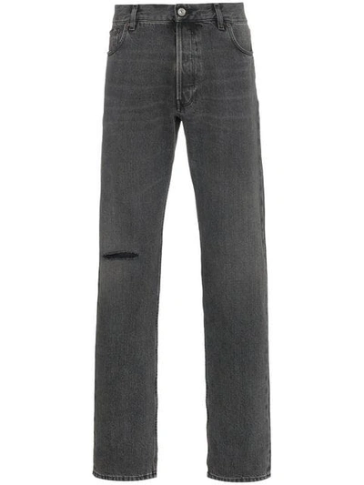 Balenciaga Men's Archetype Knee-hole Straight-leg Jeans In Grey