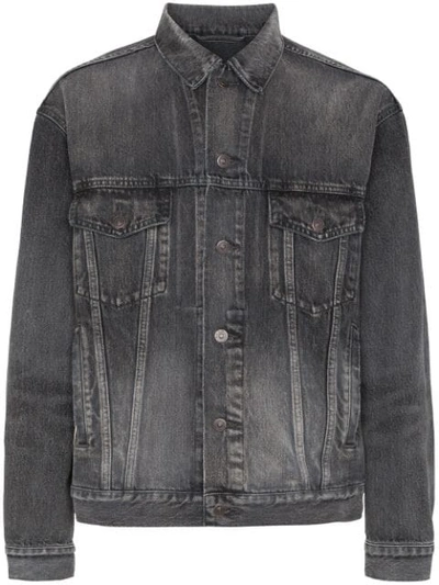 Balenciaga Grey Denim Oversized Zip-up Jacket In Dirty Grey