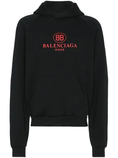 Balenciaga Men's Logo Graphic Pullover Hoodie Sweatshirt In Black