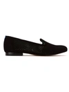 Blue Bird Shoes Perforated Suede Loafers In Black