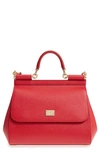 Dolce & Gabbana Small Sicily Leather Satchel In Red