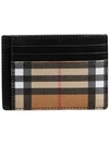 BURBERRY BURBERRY VINTAGE CHECK LEATHER CARD CASE - BLACK,407444212963050