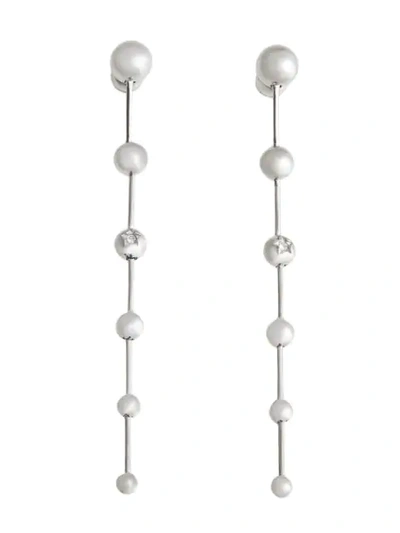 Burberry Crystal Charm Palladium-plated Drop Earrings In Metallic