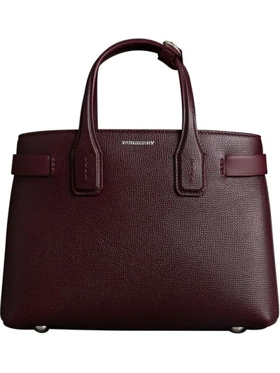 Burberry Small Banner Tote In Burgundy