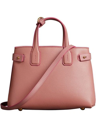 Burberry The Small Banner In Leather And Vintage Check In Dusty Rose