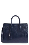 Saint Laurent Small Sac De Jour Croc Embossed Leather Tote - Blue In Bleu Fonce