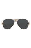 Versace Medusa 62mm Aviator Sunglasses In Gold/ White Solid