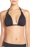 La Blanca Ruched Halter Bikini Top Women's Swimsuit In Black