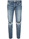 Moussy Distressed Skinny Jeans In Denim Medium