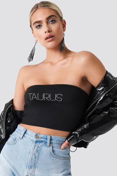 Galore X Na-kd Decorative Tube Top Black In Taurus