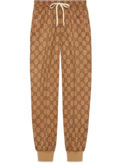 Gucci Gg Print Technical Jersey Jogger Trousers In Neutrals