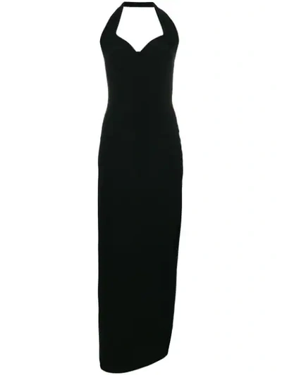 Norma Kamali Halter Sweetheart Side-drape Maxi Dress In Black