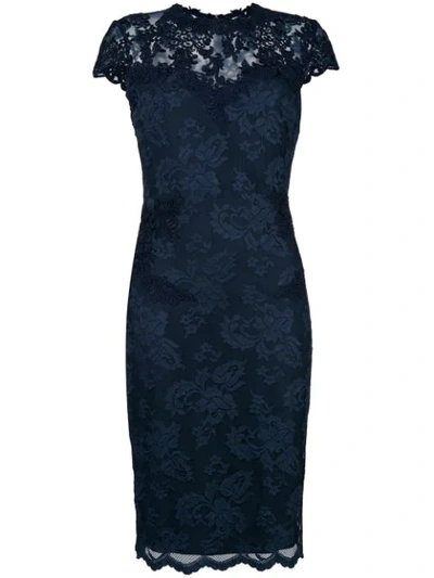 Olvi S Lace-embroidered Fitted Dress In Blue