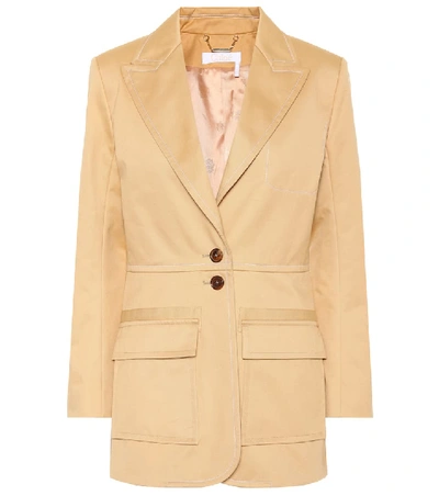 Chloé Single-breasted Cotton-gabardine Blazer In Quiet Brown