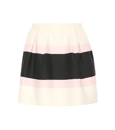 Valentino Striped Wool And Silk-blend Crepe Mini Skirt In Black