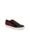 Lanvin Men's Velvet Cap-toe Low-top Sneakers In Burgundy