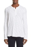 Atm Anthony Thomas Melillo Slub Jersey Destroyed Wash Henley In White