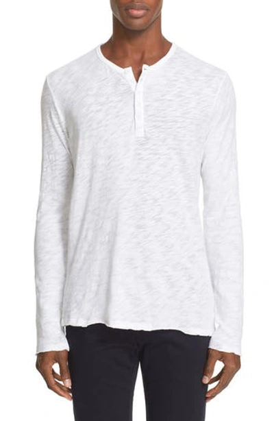 Atm Anthony Thomas Melillo Slub Jersey Destroyed Wash Henley In White