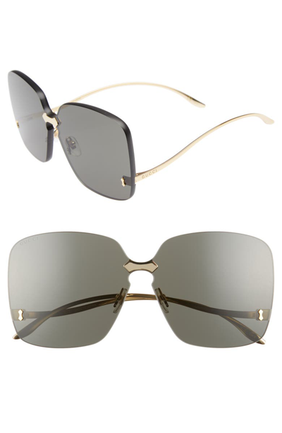 Gucci 99mm Rimless Sunglasses - Gold