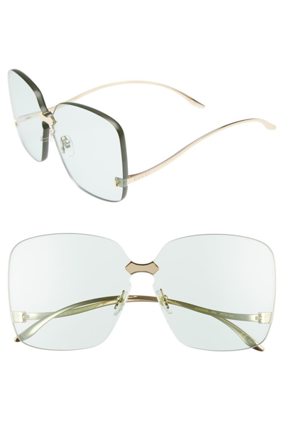 Gucci 99mm Rimless Sunglasses - Gold/ Sage