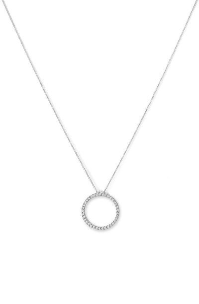 Roberto Coin Tiny Treasures 0.11 Tcw Diamond & 18k White Gold Petite Circle Pendant Necklace