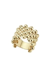 Lagos Caviar Gold Collection 18k Gold Wide Beaded Ring In Gold