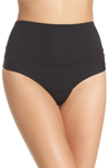 Yummie Tummie Tamers Mid Waist Thong In Black