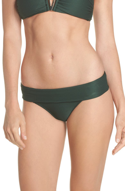 Heidi Klein Fold-over Pintucked Hipster Bikini Bottoms In Green